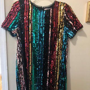 Rainbow Sequin Shift Dress- Francesca's